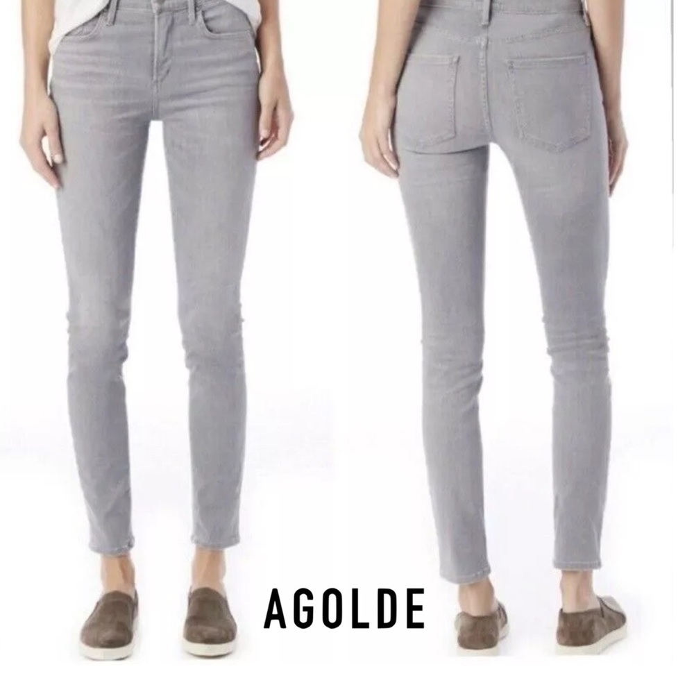 AGOLDE Filter Free High Rise Skinny Jeans in Light Grey